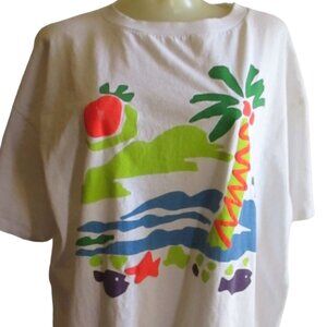 Vintage Women's T-shirt OSFA Gitano Single Stitch Swimwear Beach Oversize USA Lg